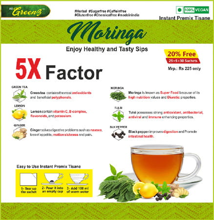 Smw'S Lemon Green Tea With Moringa Natural Super Food Greenz Moringa - 30 Sachet