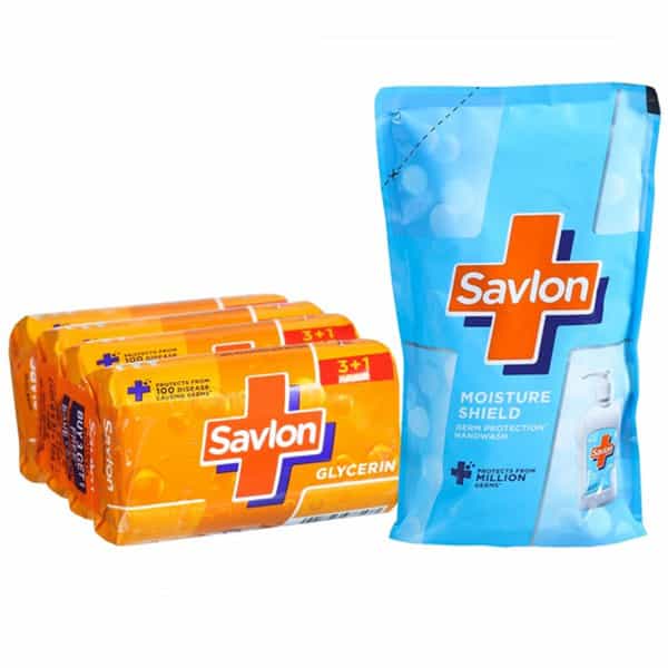 Savlon Glycerin Buy 3 Get 1 Free 500Gm Soap With Free Savlon Moisture Shield Handwash Liquid 175Ml