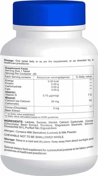 Healthvit Calvitan-Kid Kids Calcium With Vitamin D For Strong Bone Health|Healthy Growth 60 Tablets