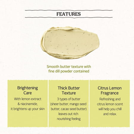 Skinfood Lemon Dill Butter Food Mask - Korean Face Cleanser - Korean Skincare - 120g