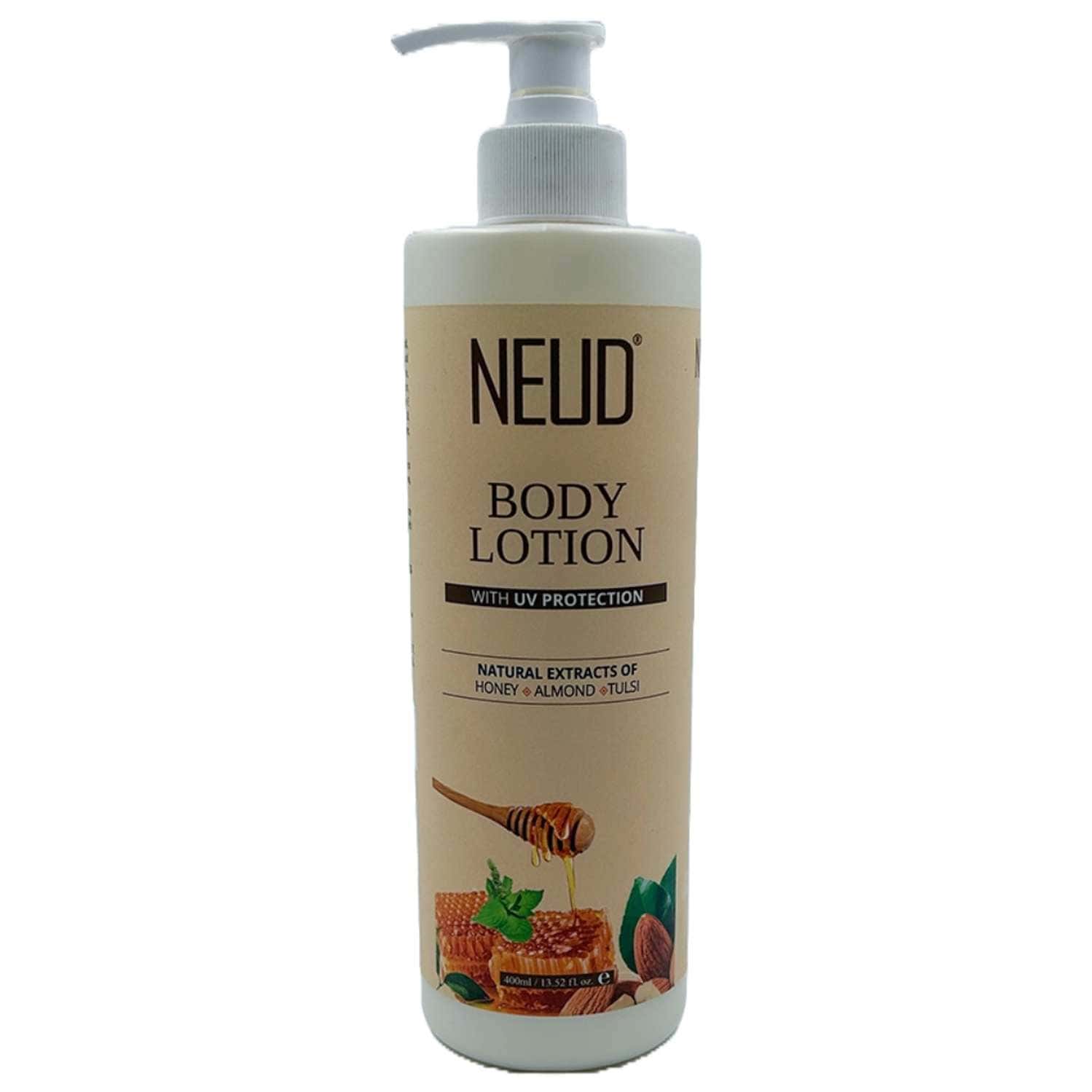 Neud Body Lotion With Natural Extracts Of Honey| Alomd And Tulsi For Men And Women - 1 Pack (400ml)