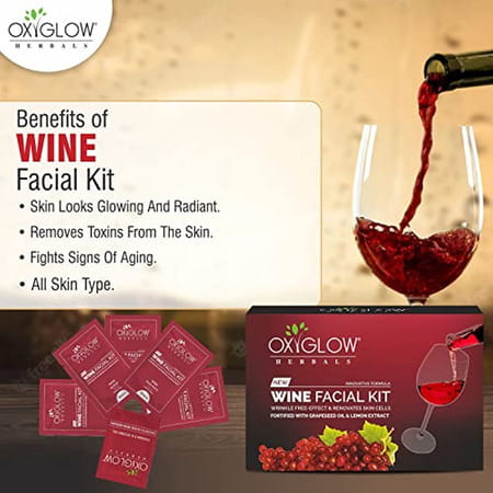 Oxyglow Wine Facial Kit|Wrikle Free Effect|Renovates Skin Cells|Lemon|Grapeseed Oil| 260gram