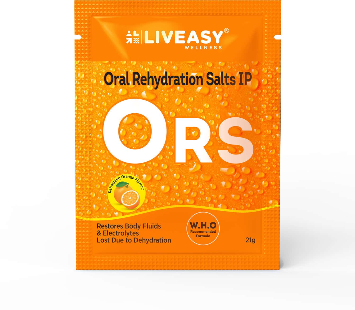 Liveasy Ors Sachet - 21 Grams - Oral Rehydration Salt - Orange Flavour