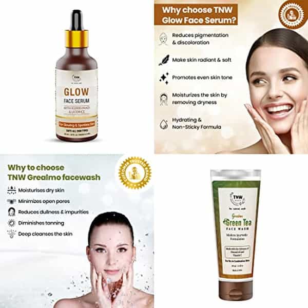 Tnw The Natural Wash Skincare Combo With Glow Face Serum & Green Tea Face Wash