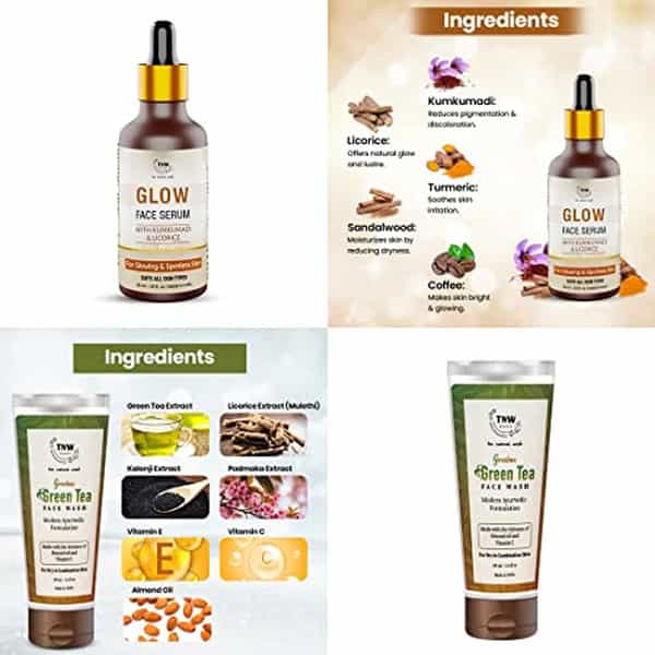 Tnw The Natural Wash Skincare Combo With Glow Face Serum & Green Tea Face Wash