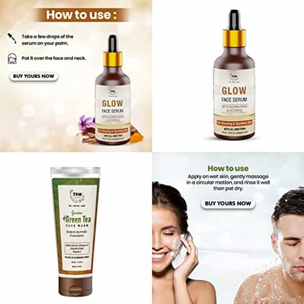Tnw The Natural Wash Skincare Combo With Glow Face Serum & Green Tea Face Wash