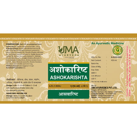 Uma Ayurveda Ashokarishta Ayurvedic Syrup 450 Ml