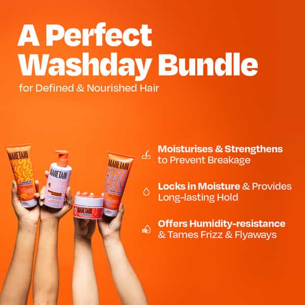 Manetain Washday Hold Bundle - Moist Shampoo | Conditioner | Leave In | 1 Hard Hold Gel