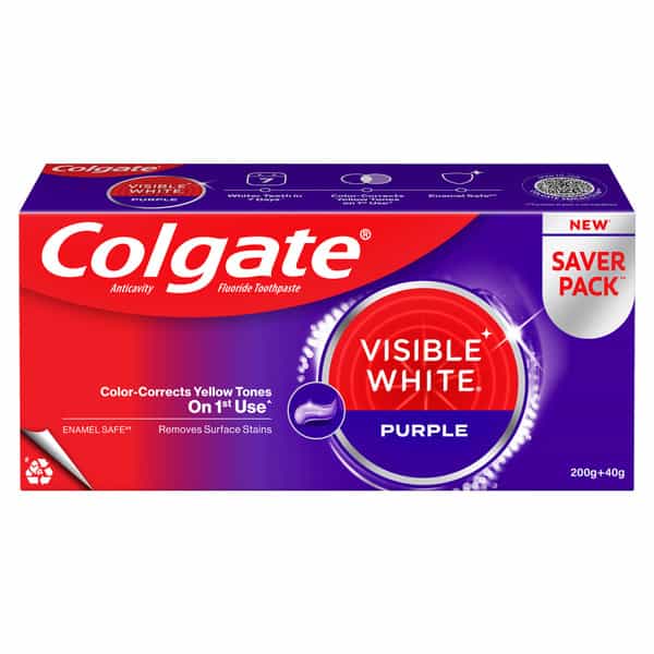 Colgate Visible White Purple Toothpaste (200G + 40G) 240 Gm