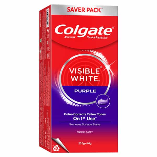 Colgate Visible White Purple Toothpaste (200G + 40G) 240 Gm