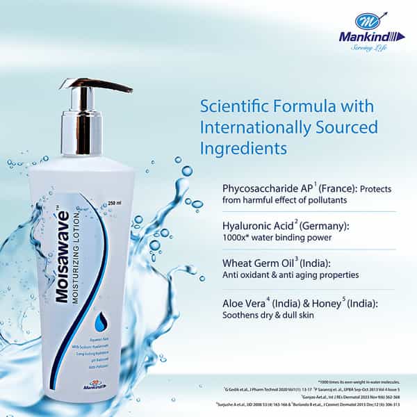 Mankind Moisawave Lotion | Longlasting Hydration | Non Greasy | All Skin Type | Ph Balanced | 250 Ml