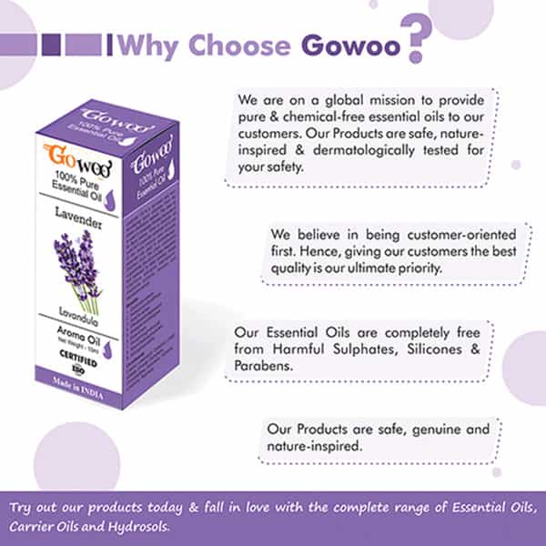 Go Woo 100% Pure Lavender Oil Steam Distilled Virgin 10 Ml
