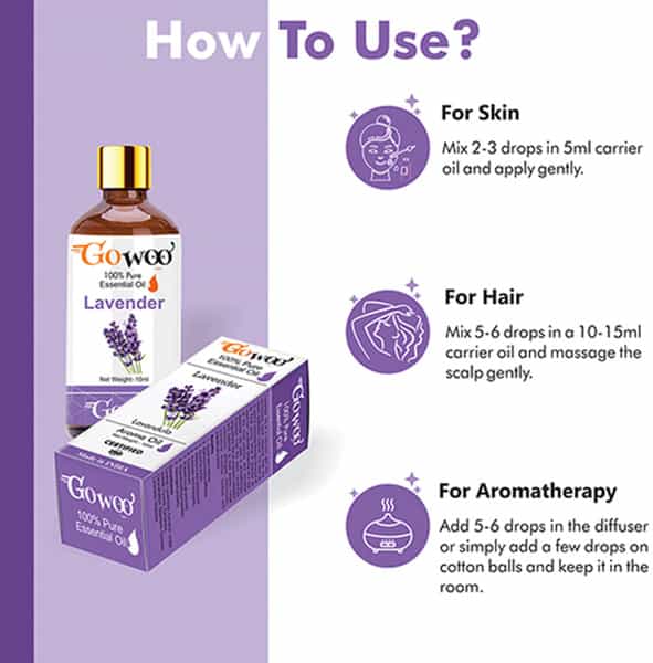 Go Woo 100% Pure Lavender Oil Steam Distilled Virgin 10 Ml