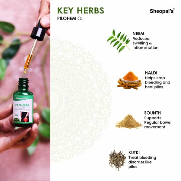 Sheopal's Ayurvedic Pillocare & Pilohem Aid Care Combo | 60 Capsules + 30Ml Oil X 2