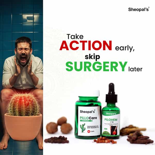 Sheopal's Ayurvedic Pillocare & Pilohem Aid Care Combo | 60 Capsules + 30Ml Oil X 2