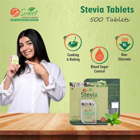 So Sweet Stevia (500) Tablets Dispenser - Sugar Free (Pack Of 2)