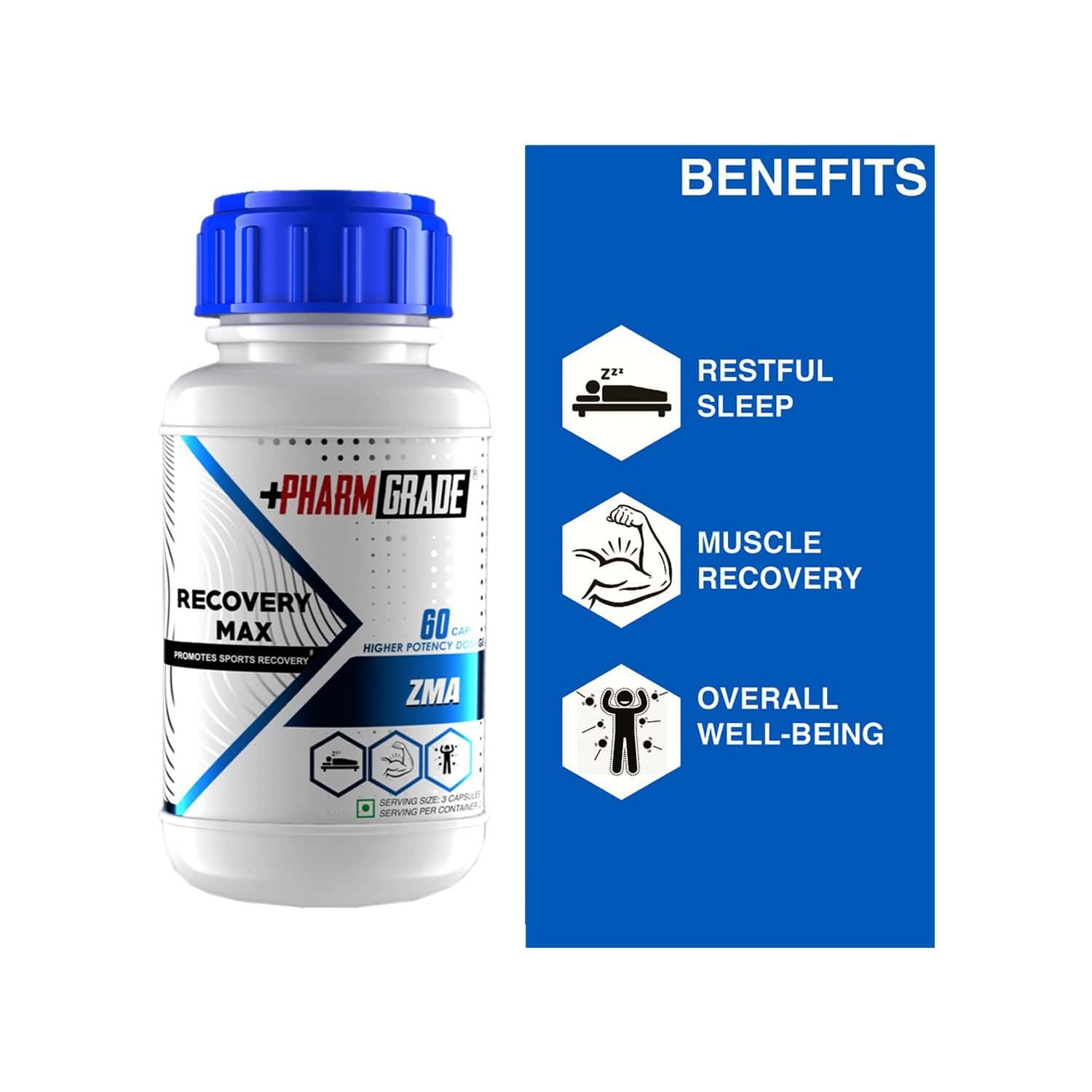 Buy PHARMGRADE RECOVERY MAX ZMA WITH MAGNESIUM, ZINC & VITAMIN B6 FOR