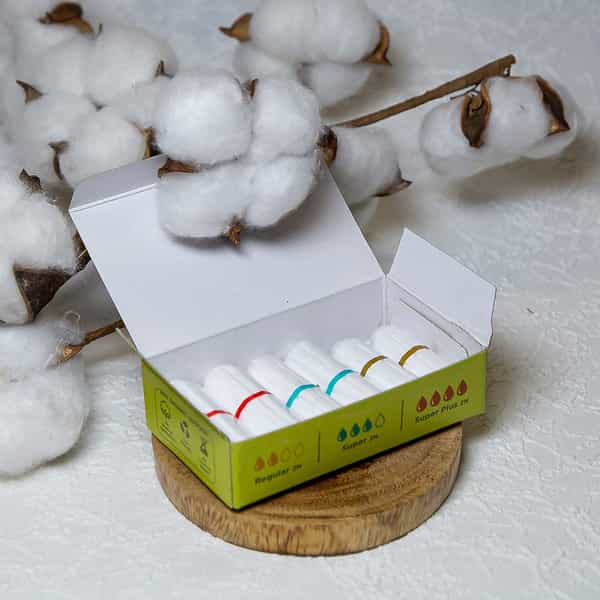 Pee Safe Organic Cotton | Tampons | Trial Pack | 6 Tampons - 2 Regular | 2 Super | 2 Super Plus