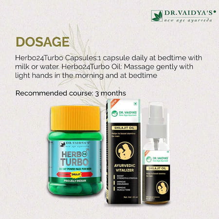 Dr. Vaidya'S Ayurvedic Wellness Pack Herbo24turbo (30 Capsules X 1) | Shilajit Oil (25 Ml X 1)