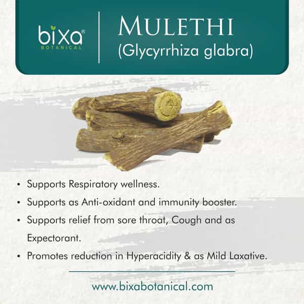 Bixa Botanical Mulethi Root Powder(Licorice) - Supports Respiratory Wellness 200G