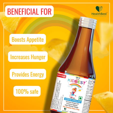 Healthbest Appetite Stimulant Syrup For Kids Enhances Appetite | Maintain Healthy Weight - 200Ml