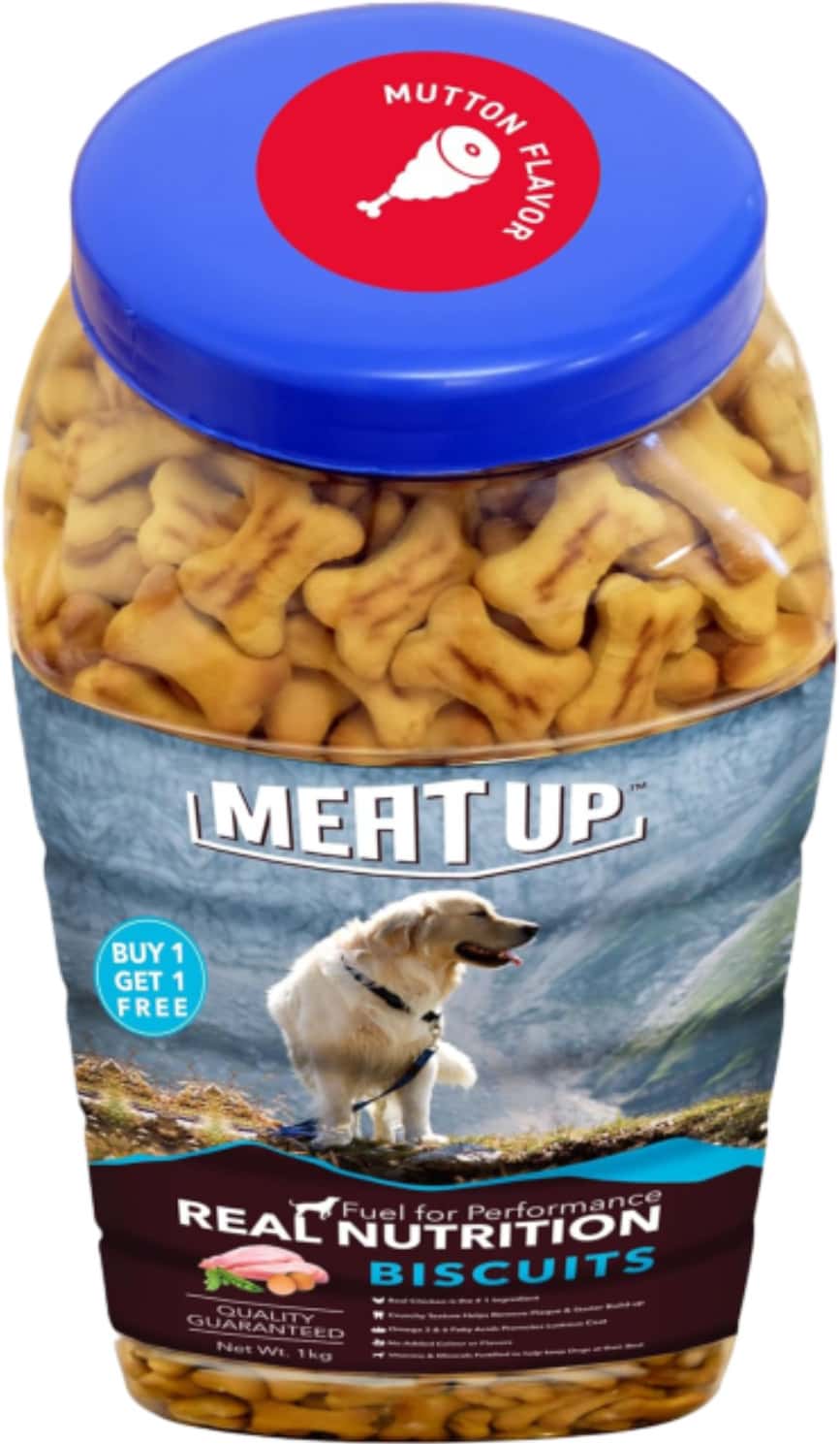 Meat Up Dog Treat Biscuit | Mutton Flavour 1kg Total 2kg Pack - All Life Stages