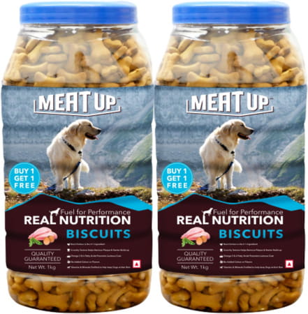 Meat Up Dog Treat Biscuit | Mutton Flavour 1Kg Total 2Kg Pack - All Life Stages
