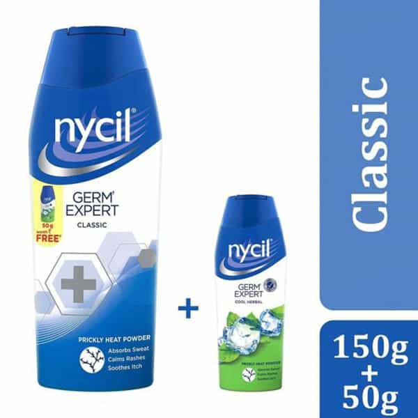 Nycil Prickly Heat Powder - Classic | 150 G (Get Nycil Cool Classic 50 G Free)