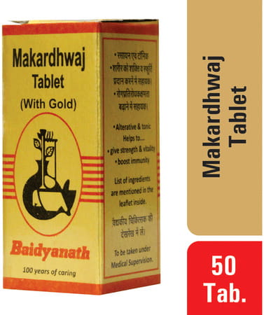 Baidyanath Nagpur Asli Ayurved Makardhwaj Tablet With Gold 50 No'S