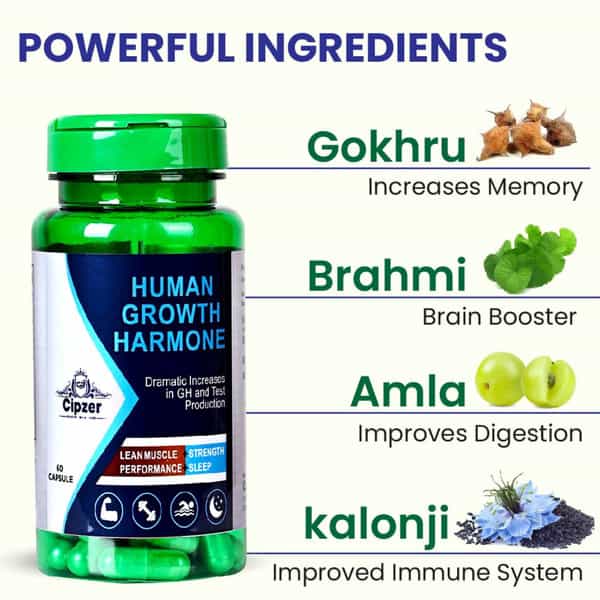 Cipzer Human Growth Hormone Capsules Natural Growth Hormone Production | Muscle Growth 60 Capsules