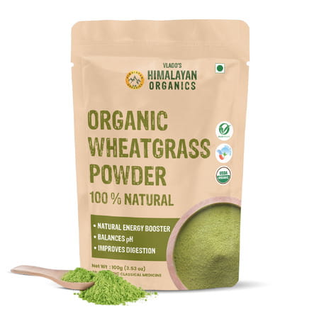 Vlado's Himalayan Organics 100% Natural Organic Wheatgrass Powder | Usda Certified - 100g