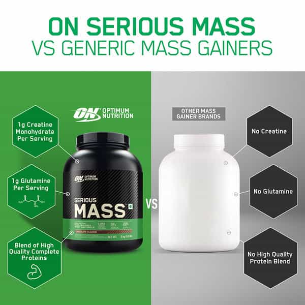 Optimum Nutrition (On) Serious Mass High Protein High Calorie Weight Gainer Powder-5 Kg Vanilla