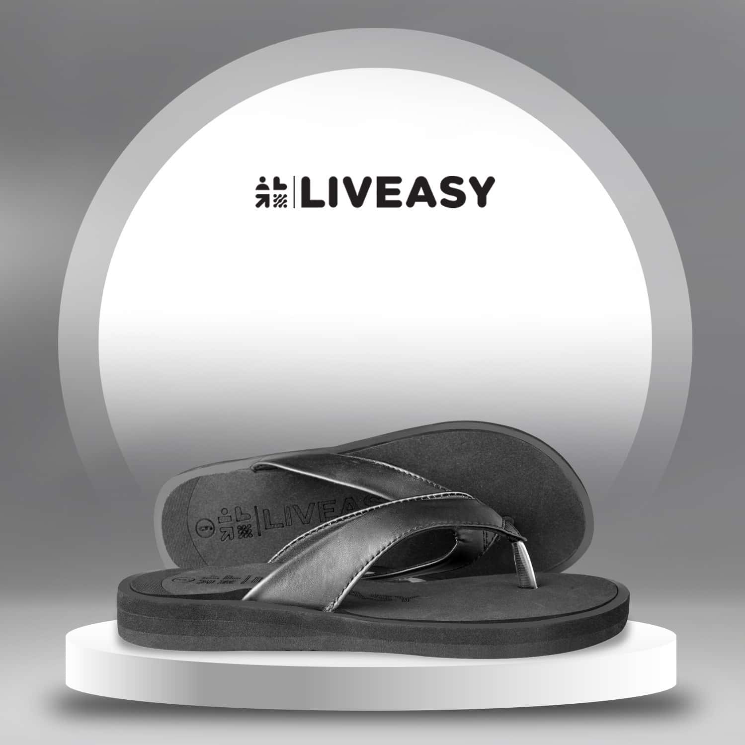 Liveasy Essentials Diabetic & Orthopedic Black Slipper- Women- Size Uk 4