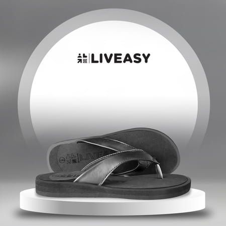 Liveasy Essentials Diabetic & Orthopedic Black Slipper- Women- Size Uk 4