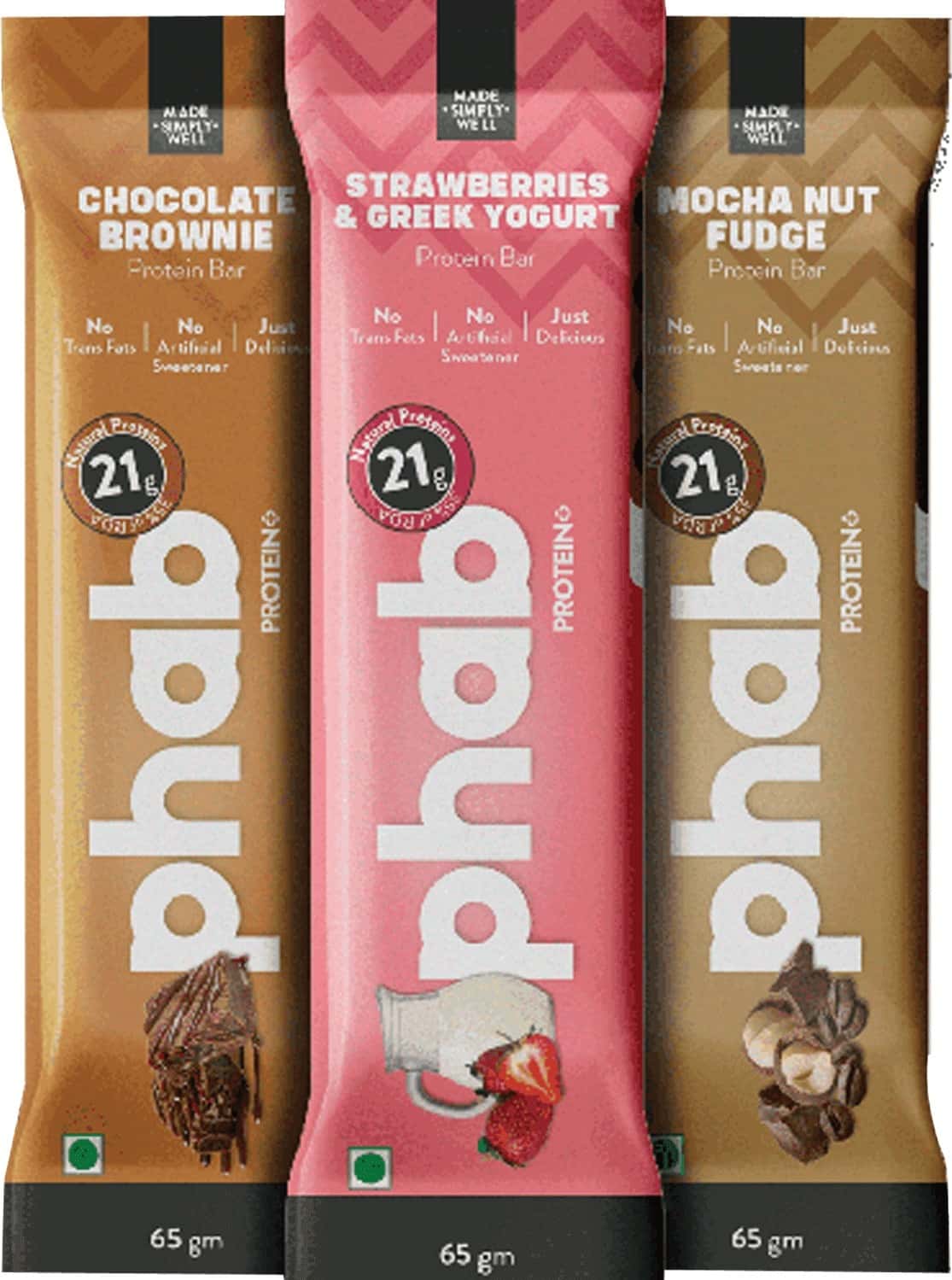 Buy PHAB PROTEIN BAR 21G PROTEIN ZERO TRANS FATS PACK OF 6X 65G