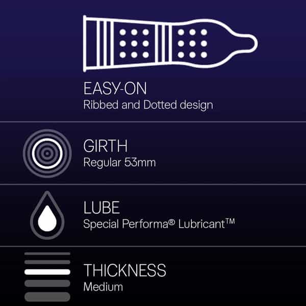 Durex Mutual Climax Condoms For Men & Women - 10 Count With Durex Water Based Lube Cherry