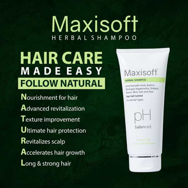 Maxisoft Herbal Shampoo | Hair Fall Control | For All Hair Types | Tube | 200 Ml | Pack Of 2