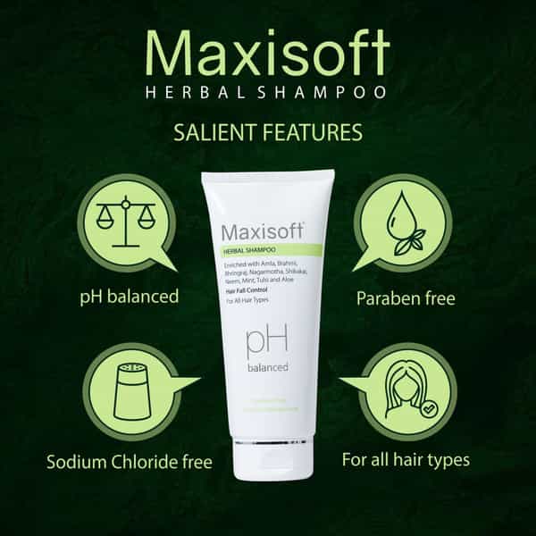 Maxisoft Herbal Shampoo | Hair Fall Control | For All Hair Types | Tube | 200 Ml | Pack Of 2