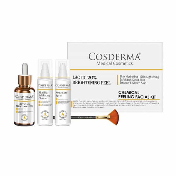 Cosderma Lactic Acid 20% Peel Kit For Professional Skin Hydration & Gentle Exfoliation Care