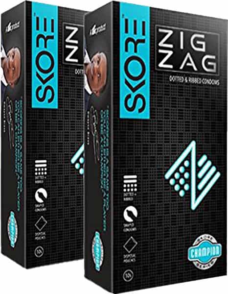 Skore Dotted & Ribbed Condoms (Zig Zag) 10N (Pack Of 2)