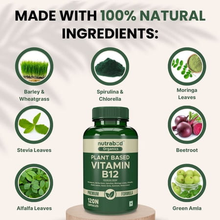 Nutrabud Plant Based Vitamin B12 | 100% Rda | 120 Veg Capsules