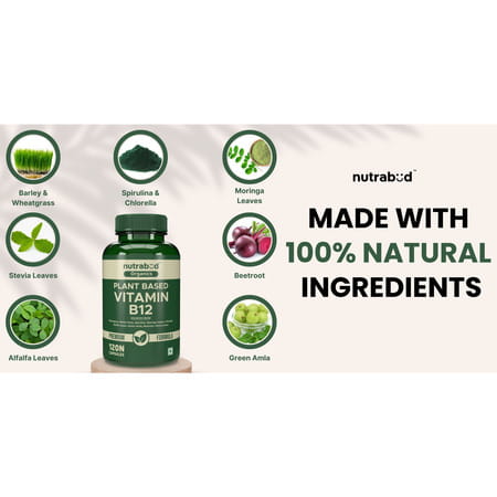 Nutrabud Plant Based Vitamin B12 | 100% Rda | 120 Veg Capsules