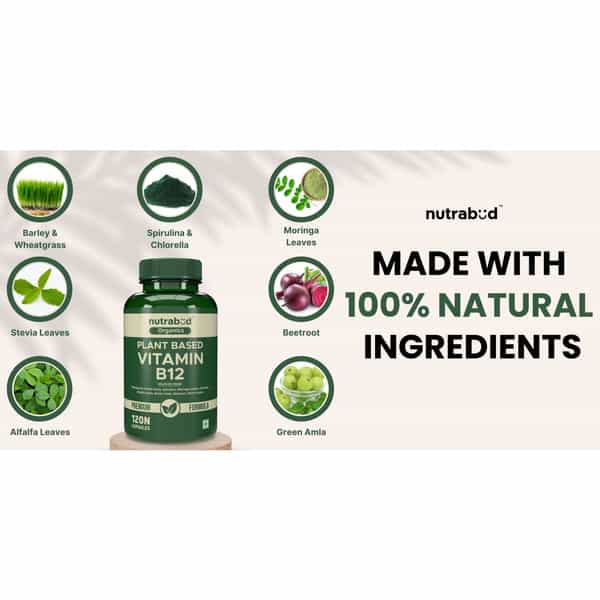 Nutrabud Plant Based Vitamin B12 | 100% Rda | 120 Veg Capsules