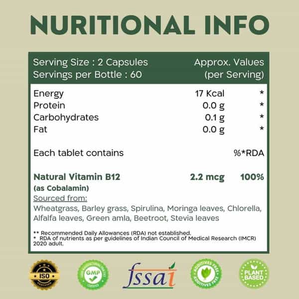 Nutrabud Plant Based Vitamin B12 | 100% Rda | 120 Veg Capsules