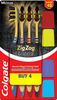 Colgate Zigzag Charcoal Medium Bristle Toothbrush - 4 Pcs