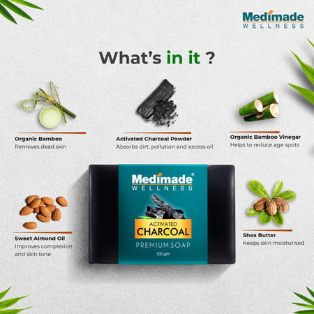 Medimade Activated Charcoal Premium Soap - 100 Gm