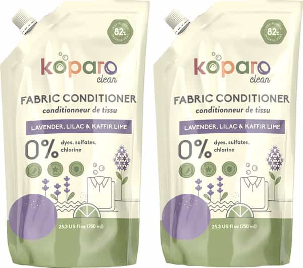 Koparo Fabric Conditioner - Lavender - Natural & Non Toxic - Soft & Shine - Refill Pack - 750 Ml X 2