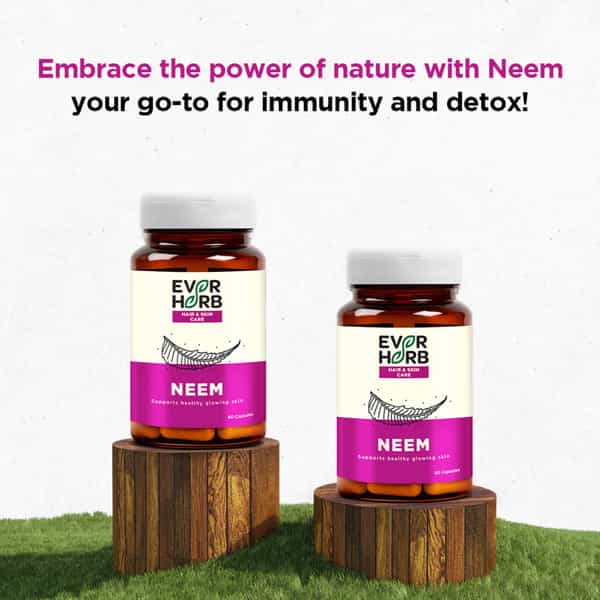 Everherb Neem - Immunity Booster - Hair & Skin Detoxifier - Bottle Of 60 Capsules (By Pharmeasy)