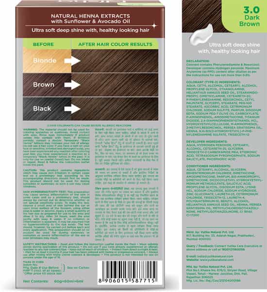 Nisha Creme Hair Color 3.0 Dark Brown (60Gm+60Ml+18Ml) Ammonia Free Permanent Hair Colour