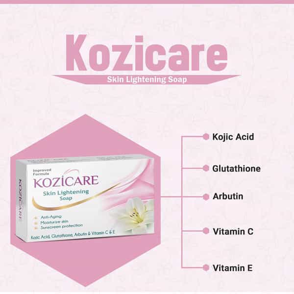 Kozicare Kojic Acid Vitamin E Arbutin Skin Lightening Soap - 75 Gm (Pack Of 9)